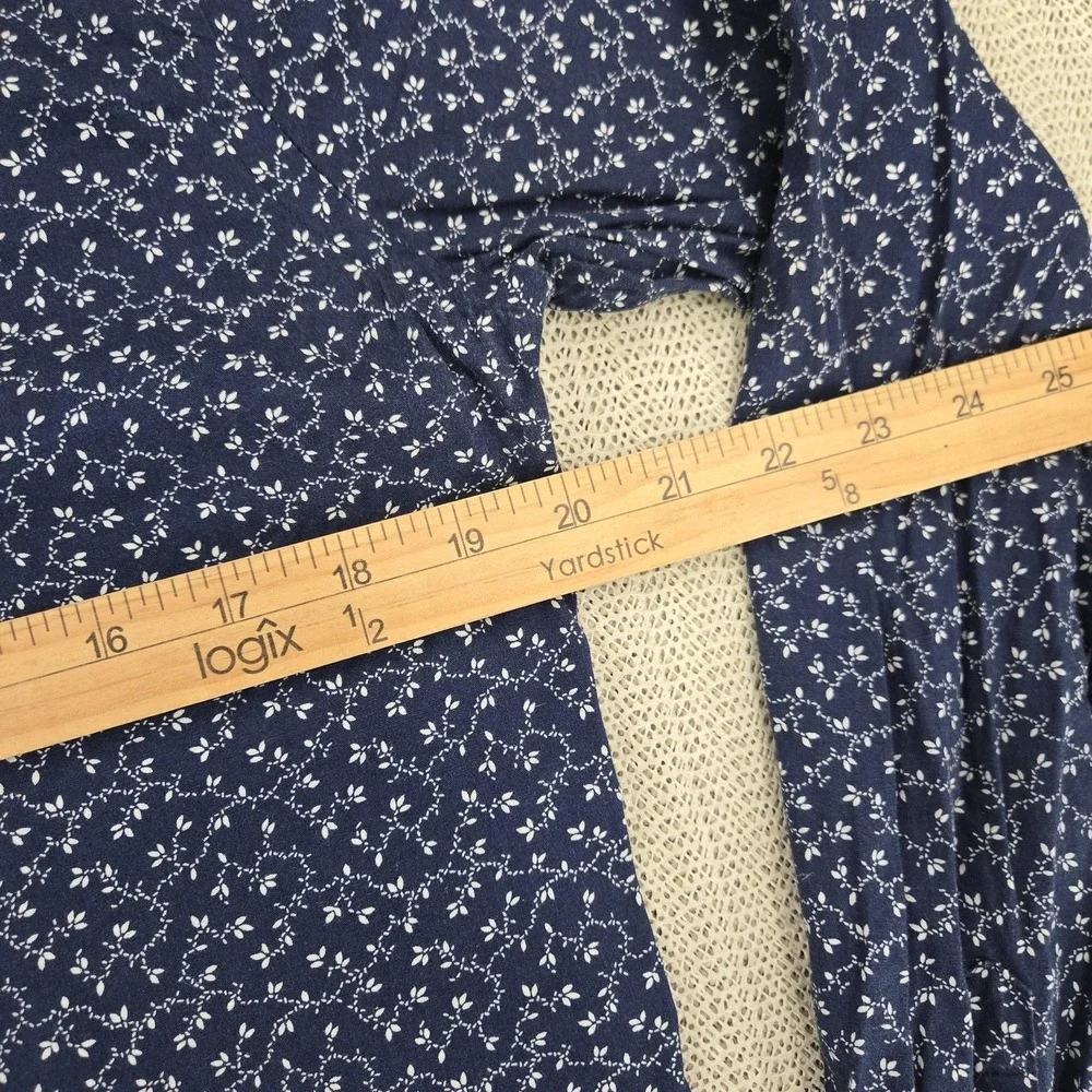 Express Shirt Mens‎ Medium Blue Floral Long Sleeve Fitted Slim Button Up Casual